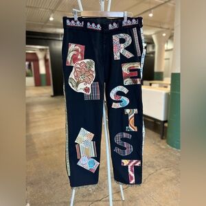 RESIST patchwork collage upcycled work pants